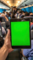 Tablet computer green screen bus travel