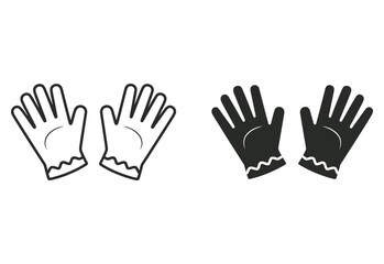 Obraz premium Pair of simple line art and silhouette gloves side by side