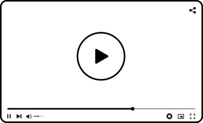 Video player interface on transparent background. Video streaming media playback ui design. Online broadcasting. Social media concept.