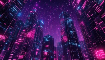 Futuristic cityscape at night