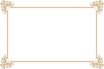 Elements of ornate vintage frames. Border gold on white classic calligraphy swirls, floral motifs. Design print for greeting cards, wedding invitations, restaurant menu, royal certificates. Set 358