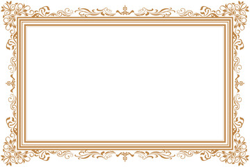 Elements of ornate vintage frames. Border gold on white classic calligraphy swirls, floral motifs. Design print for greeting cards, wedding invitations, restaurant menu, royal certificates. Set 368