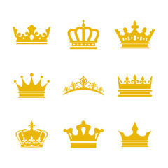 gold crown icon transparent flat vector png image