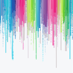 prismatic data rain with cascading neon chartreuse and magenta bars on onyx backdrop
