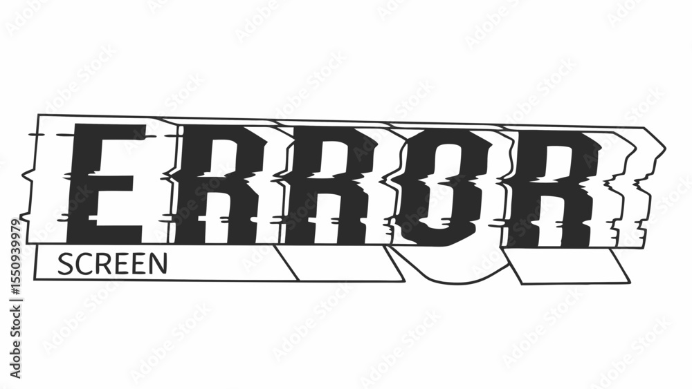 Fototapete distorted error screen text with glitch effect and black and white color scheme in a vector graphic 