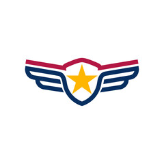 American shield with wings logo template