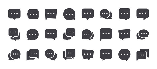Chat bubble icon set. Solid web icons. Vector illustration