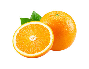 Fototapeta premium Juicy Orange Fruit with Segment and Green Leaves.