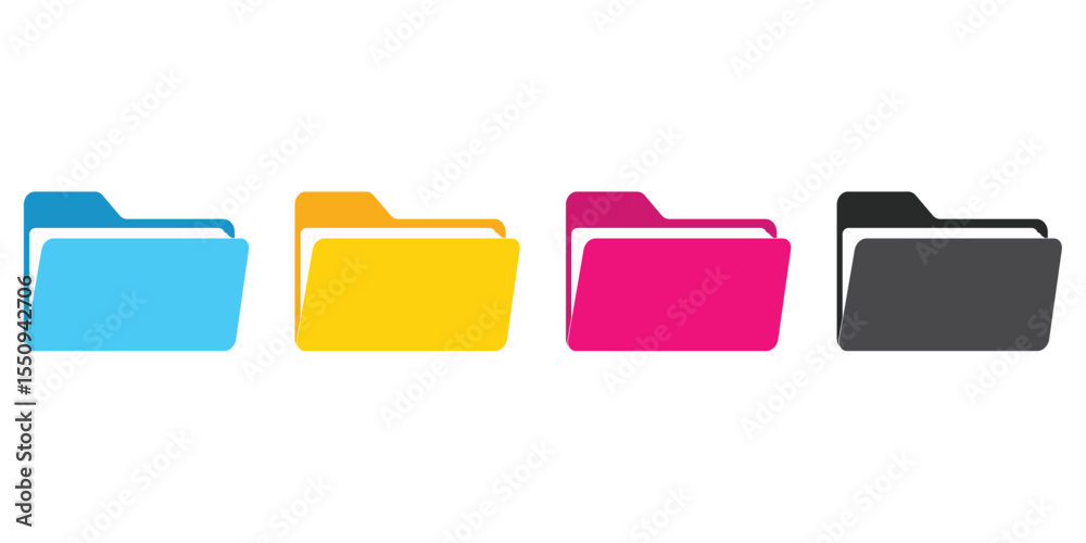 Aufkleber computer file folder icons set. colorful document folders. office folder icons with documents. folde