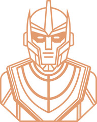 Robot Head Silhouette Line Art Vector Illustration On White Background