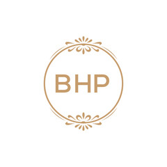Elegant Monogram Logo Design with Decorative Frame – BHP Luxury Brand Identity Icon
