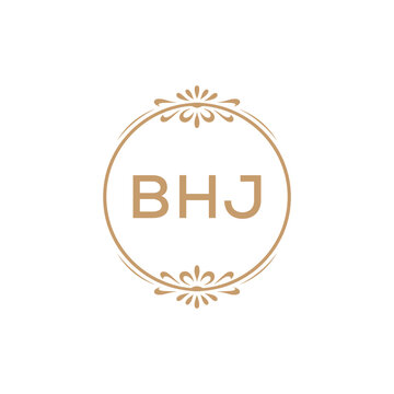 Elegant Monogram Logo Design with Decorative Frame &ndash; BHJ Luxury Brand Identity Icon
