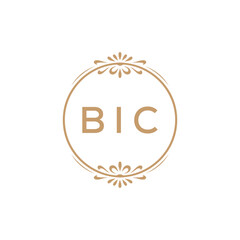 Elegant Monogram Logo Design with Decorative Frame – BIC Luxury Brand Identity Icon
