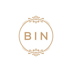 Elegant Monogram Logo Design with Decorative Frame – BIN Luxury Brand Identity Icon
