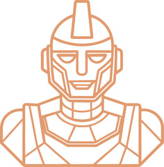 Robot Head Silhouette Line Art Vector Illustration On White Background