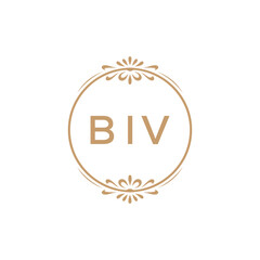Elegant Monogram Logo Design with Decorative Frame – BIV Luxury Brand Identity Icon
