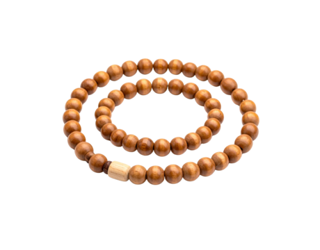 Brown Wooden Beaded Bracelet and Necklace Set Smooth Round Beads Light Wood Accent.