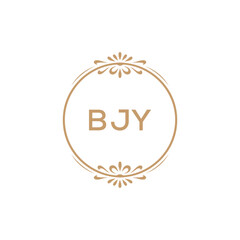 Elegant Monogram Logo Design with Decorative Frame – BJY Luxury Brand Identity Icon
