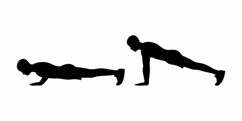Pushup Exercises Silhouette Demonstration