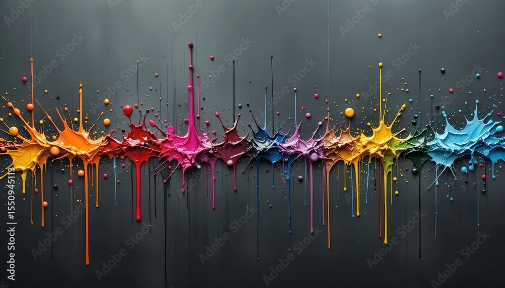 Fototapete colorful paint splashes create an abstract art display on a dark background for computer screens