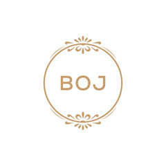 Elegant Monogram Logo Design with Decorative Frame – BOJ Luxury Brand Identity Icon

