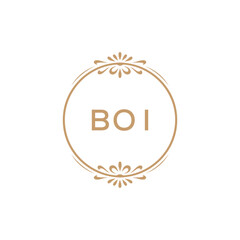 Elegant Monogram Logo Design with Decorative Frame – BOI Luxury Brand Identity Icon
