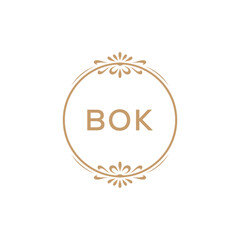 Elegant Monogram Logo Design with Decorative Frame – BOK Luxury Brand Identity Icon
