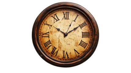 Wall clock with minimalist design Transparent background, PNG