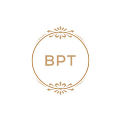 Elegant Monogram Logo Design with Decorative Frame – BPT Luxury Brand Identity Icon
