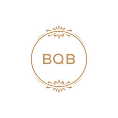 Elegant Monogram Logo Design with Decorative Frame – BQB Luxury Brand Identity Icon

