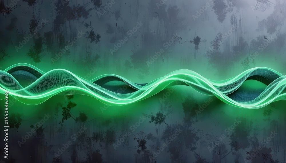 Aufkleber Wavy green light pattern on textured surface for computer background design
