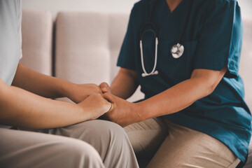Hand and deep empathy, doctor offers medicine, support and hope to every patient, building trust through compassionate health care in clinic, hospital setting true care and medicals restore health.