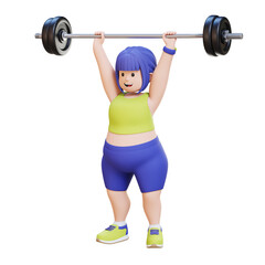 Obraz premium 3D Plus Size Overweight woman doing Overhead Press