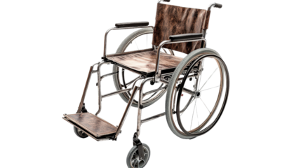 Wheelchair, folded and portable Transparent background, PNG
