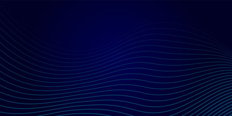 Abstract glowing flowing wavy lines on dark blue background. Modern dynamic wave design. Shiny blue moving lines. Futuristic technology concept. Space for your text. Vector illustration