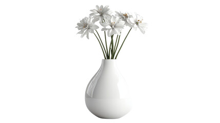 White ceramic flower vase Transparent background, PNG
