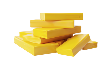 Stack of yellow books 3D render icon isolated on white background