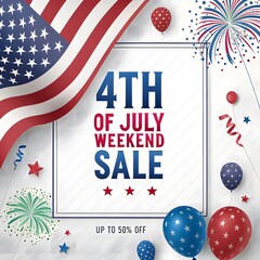 Fototapeta premium 4th of July Weekend Celebration with Fireworks and Patriotic Vibes