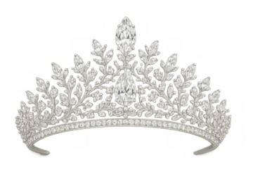 Luxury diamond tiara gleaming with precision-cut gems, radiating elegance against transparent backdrop, symbolizing regal sophistication