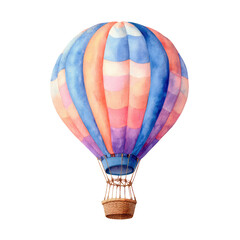 Fototapeta premium Colorful Watercolor Hot Air Balloon Illustration with Gentle Pastel Hues and Soft Gradient Background