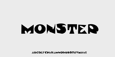 business logo design A bold and playful display font with quirky monster shapes. Perfect for Halloween, kids, games, spooky titles, and fun cartoon designs. Eye-catching and full of character © hiroglyph