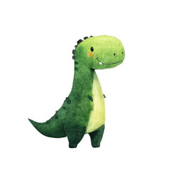 Fototapeta premium Adorable Watercolor Illustration of a Cute Dinosaur Character Perfect for Children’s Books and Educational Materials