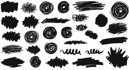 Hand-Drawn Ink Brush Strokes & Shapes Design Elements