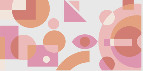 Abstract geometric background in pink and orange color. Aesthetic colored memphis geometric background. Modern geometric background