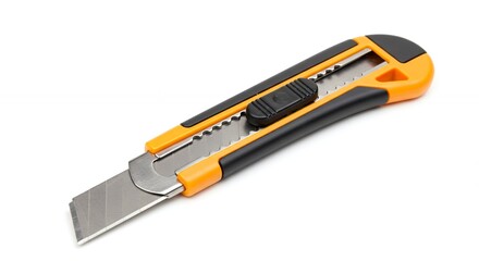 Black and orange utility knife isolated