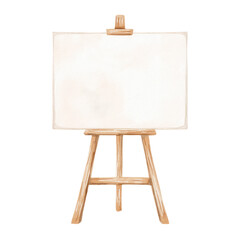 Hand-Painted Illustration of a Blank Canvas on an Easel Ready for Artistic Expression and Creativity