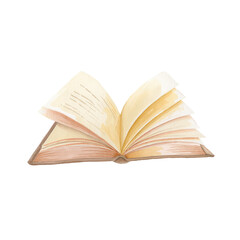 Obraz premium Hand-Painted Illustration of an Open Book with Pages Slightly Fanned Out, Suitable for Various Creative Projects