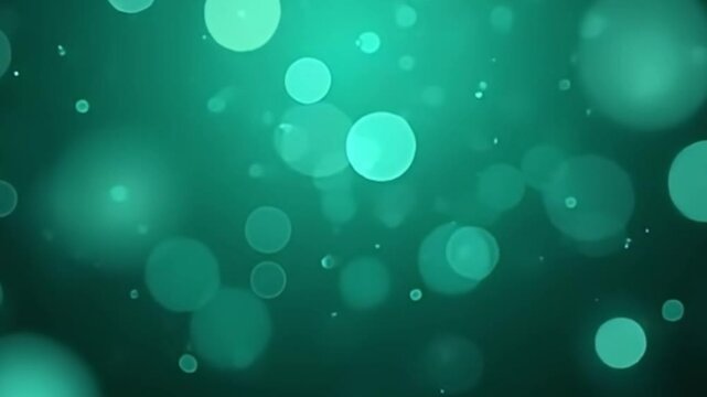 Cinematic glowing bokeh lights motion background in high resolution mint green particles

