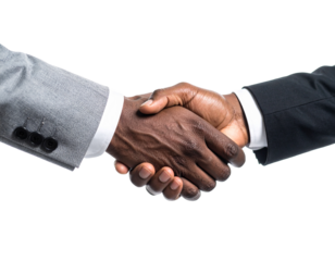 Business handshake between two professionals. Symbol of agreement, partnership, and deal.