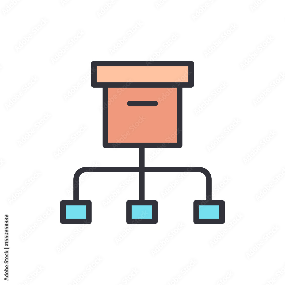 Poster hierarchical data structure representing data connections on transparent